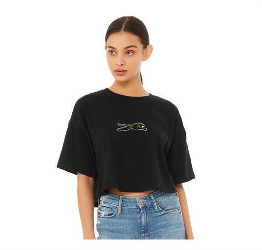 Women's Jumping Jag Oversized Cropped Shirt (Black)