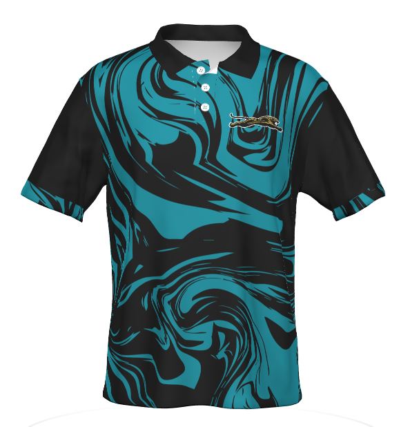 **Just Dropped** Jumping Jaguar Marble Polo (Black)