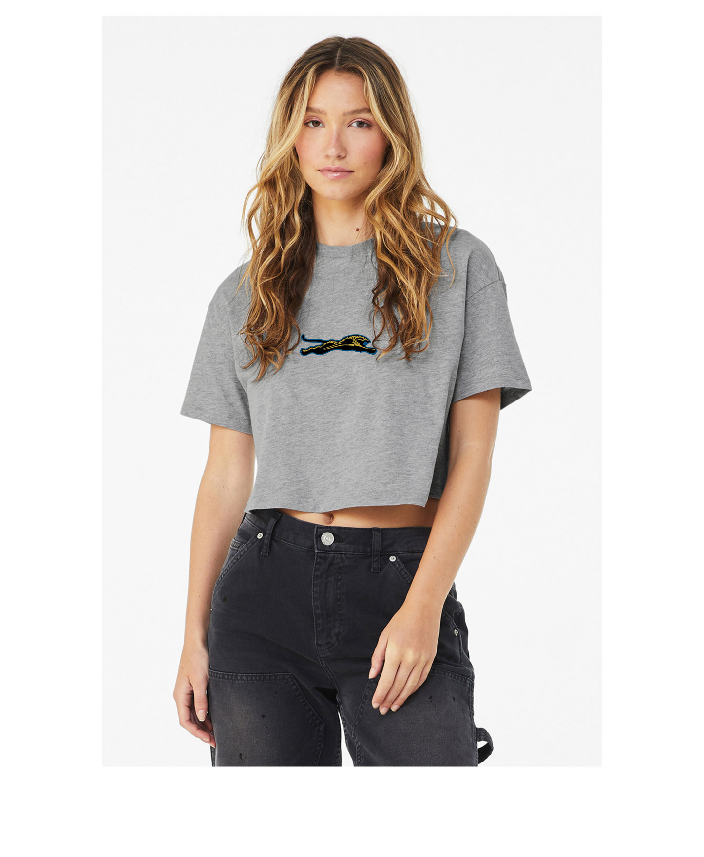 Women's Jumping Jag Oversized Cropped Shirt (Grey)