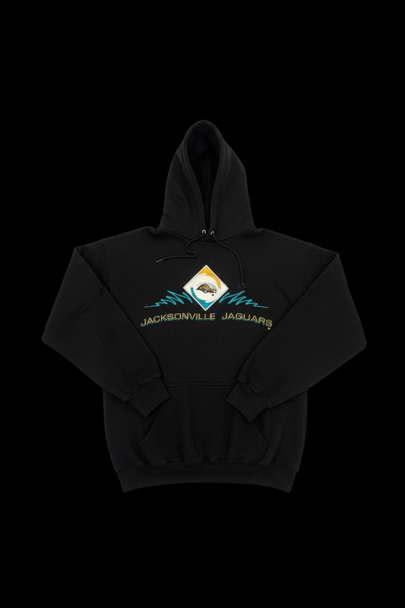 Vintage 90s Logo 7 Jacksonville Jaguars Embroidered Heavyweight Hoodie