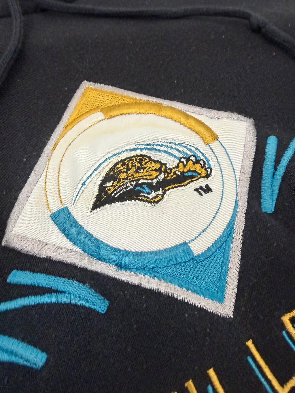 Vintage 90s Logo 7 Jacksonville Jaguars Embroidered Heavyweight Hoodie