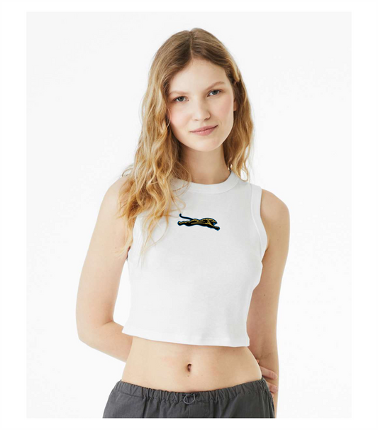 Women's Jumping Jag Muscle Crop Tank (White)