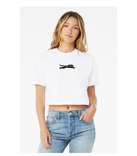 Women's Jumping Jag Oversized Cropped Shirt (White)