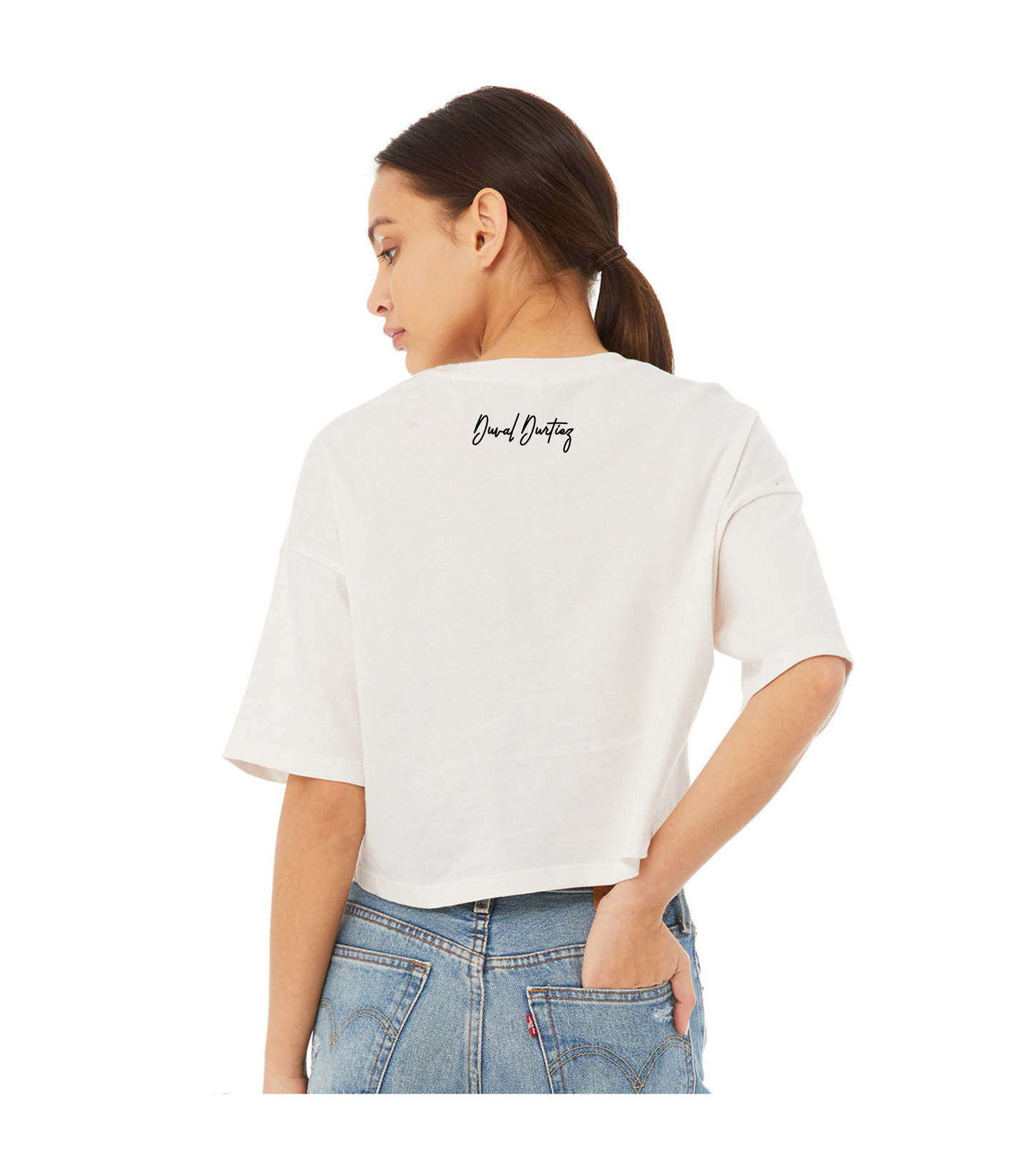 Women's Jumping Jag Oversized Cropped Shirt (Vintage White)