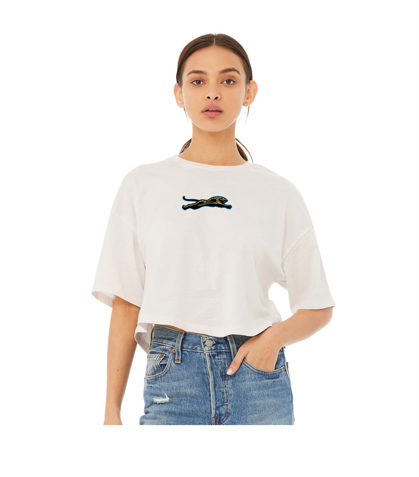 Women's Jumping Jag Oversized Cropped Shirt (Vintage White)